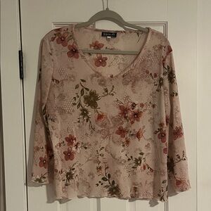 Floral Long Sleeve Top - Pink and Brown